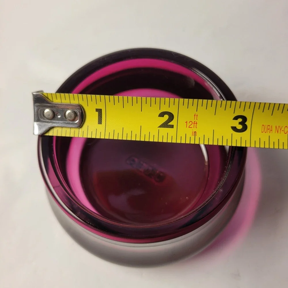 IKEA Strengnes Glass Votive Candle Holder Magenta Purple Heavy Round Bowl